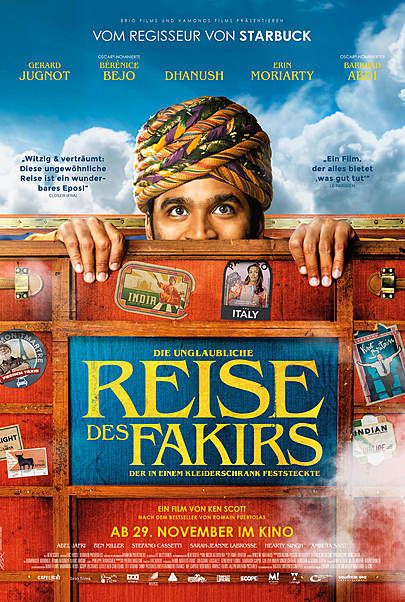Filmplakat für "Die unglaubliche Reise des Fakirs, der in einem Kleiderschrank feststeckte"