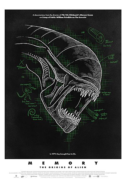 Movie poster for "MEMORY: THE ORIGINS OF ALIEN"